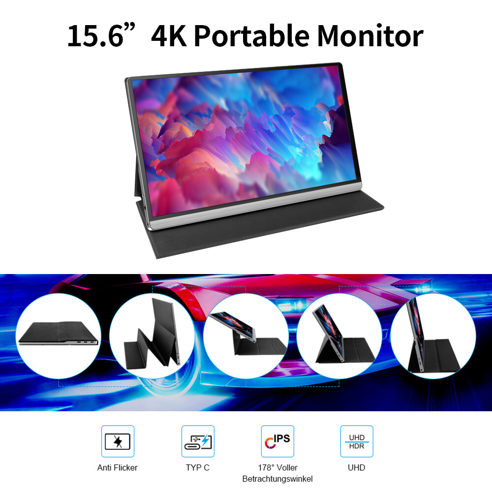 T-bao T15-4K 15.6'' Portable Monitor with 4K Resolution Support Screen Expansion Replacement for Switch/PS4/PC/Laptop US Plug. 