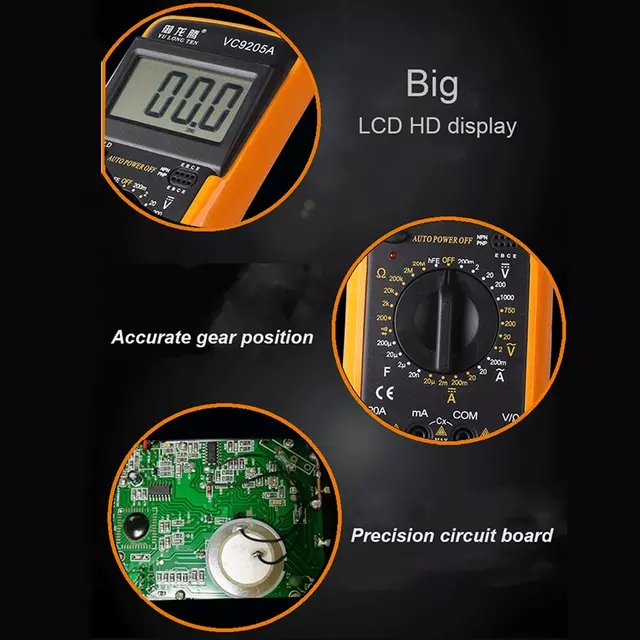 VC/DT 9205A Digital Multimeter Auto Power Off with Protective Case Data Hold Function High Precision Data Measurements AVO Meter. 