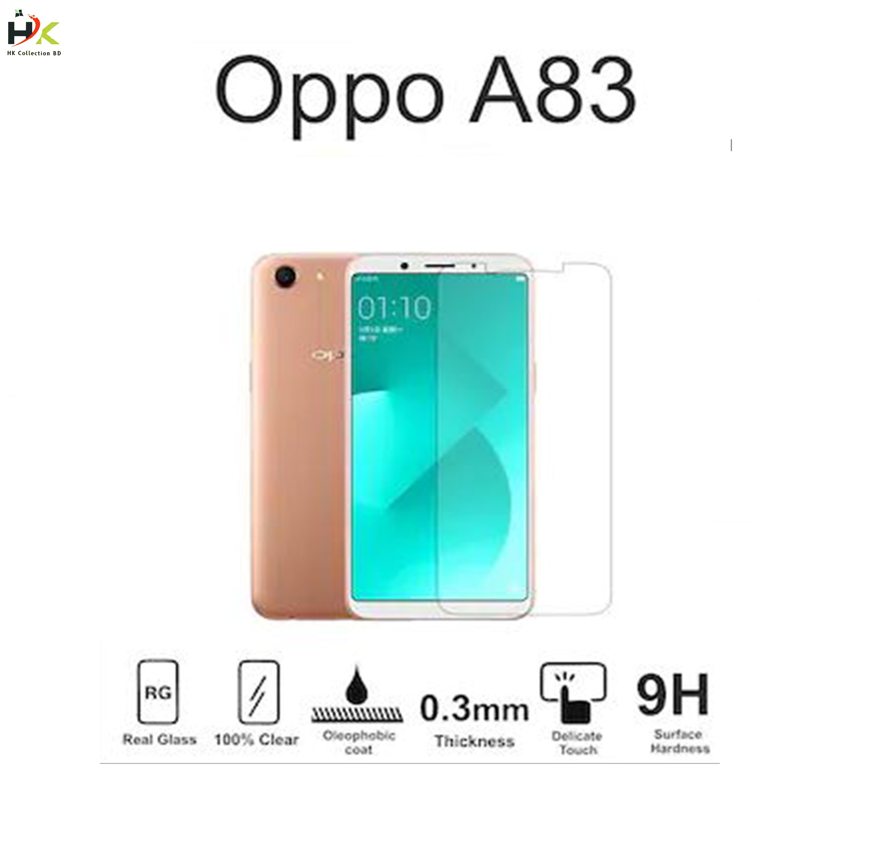 Oppo A83 Tempered Glass Screen Protector 2.5D -Transparent