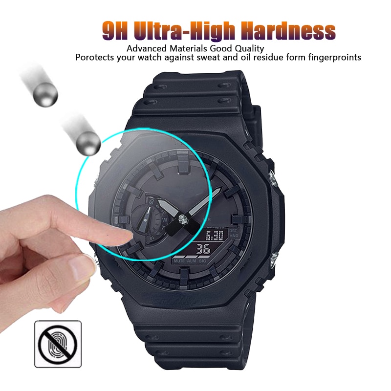 2Pcs 9H Tempered Glass Screen Protector For Casio G Shock GA-2100 GA-2000 GA-2110 GM-2100 GMA-S2100 GA-2200 GA-B2100 GMA-S2100. 