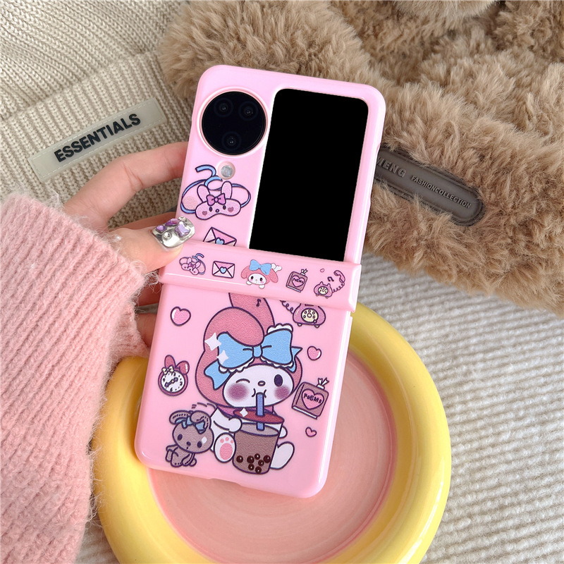 New cute cartoon OPPO Folding Hard Shell Three-Piece Suit OPPO find N2/N3 flip Phone case. 