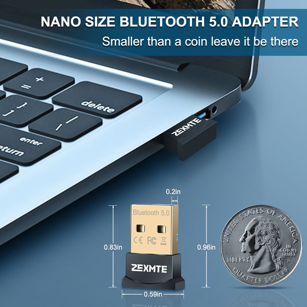 Zexmte USB Bluetooth Adapter Dongle Bluetooth 5.0 Adaptador for PC Laptop Wireless Mouse Keyboard Audio Receiver Transmitters. 