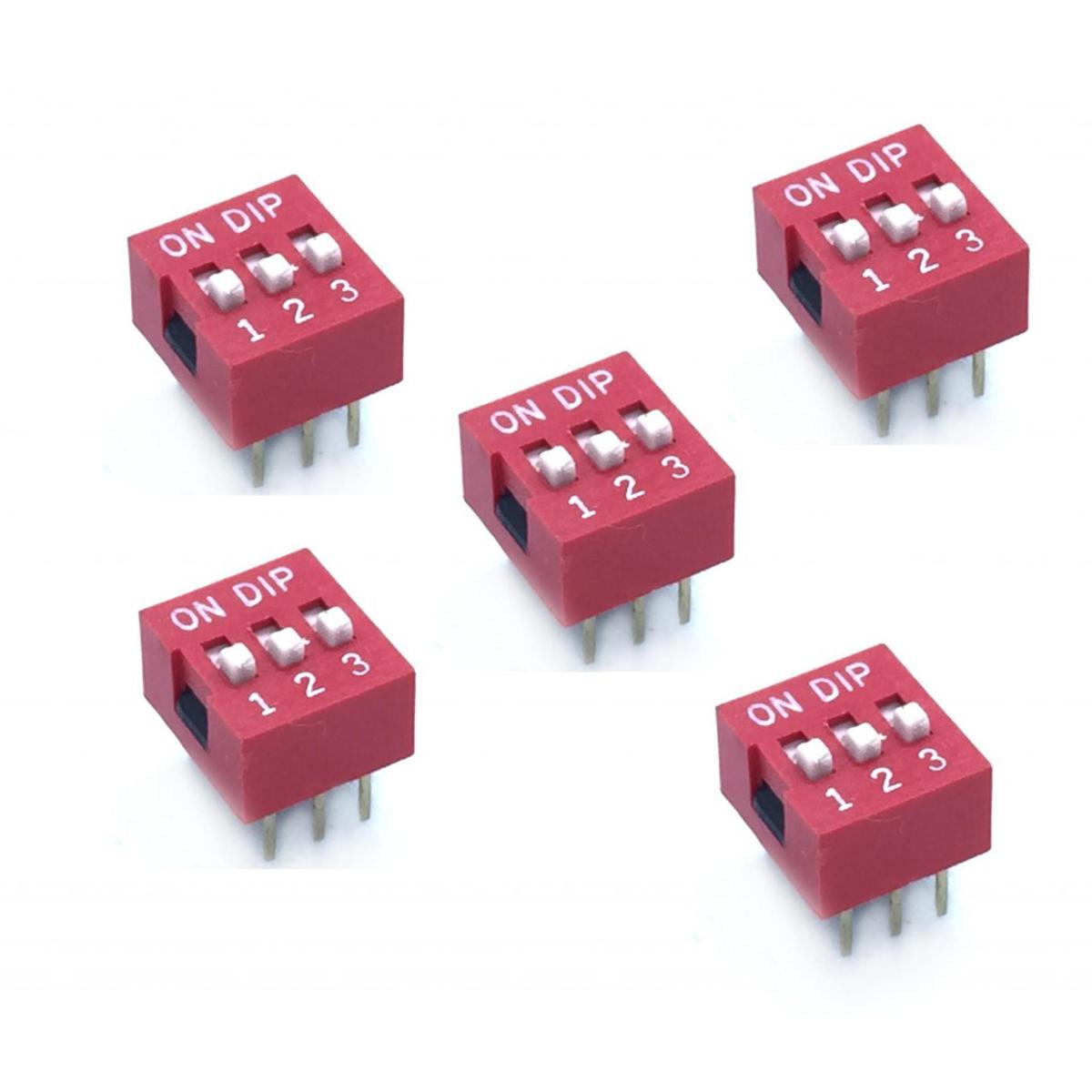 3Pcs- DIP 3 Position DIP Switches 3 Position 2.54mm Pitch Horizontal DIP Switch Three Positions Piano Type Dial DIP Slide Switch For Electronics Circuit PCB