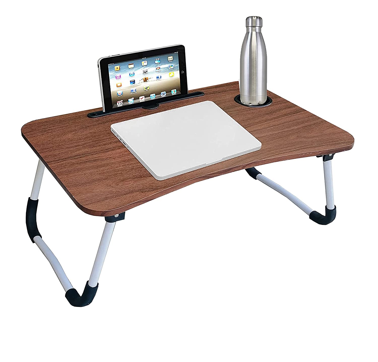Foldable Laptop Bed Table Lap Desk Stand, Serving Tray Dining Table with Slot, Notebook Stand Holder, Bed Tray Laptop Desk for Eating Breakfast, Working, Watching Movie on Bed/Couch/Sofa/Floor. 