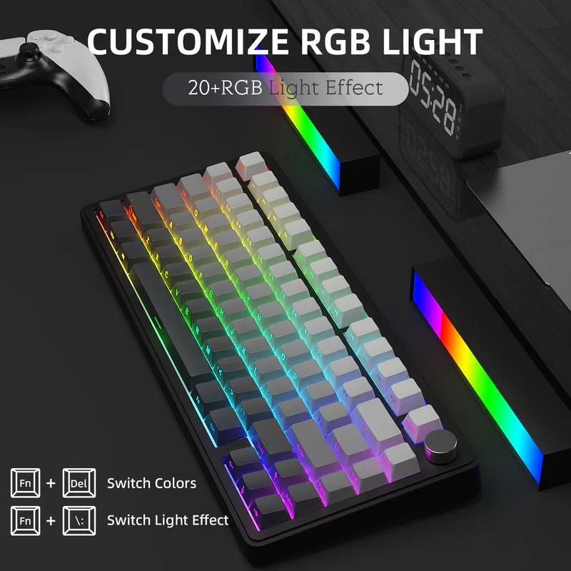 Attack Shark X85 Bluetooth Mechanical Keyboard, RGB,2.4G Tri-mode, Metal Knobs,full-key Hot-swap, Win mac. 