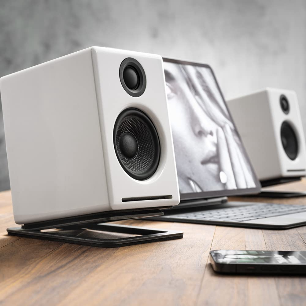 Desktop Speaker Stand Metal Audio Bracket Tabletop Holder for Kanto'S YU4 Active Speaker & Similar Size Speaker. 