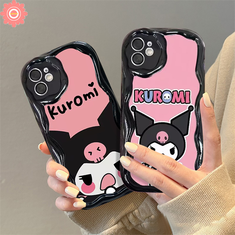 Cartoon Cute Sanrio Funny Kuromi Phone Case For Oppo A38 A76 A58 A78 A16 A98 A7 A5 A15 A53 A9 A54 A57 A17 A12 A5s A55 A95 A74 A96 A17k A1k A52 A3s A31 A16K A77s A77 Reno 8T 5 4F 3D Wavy Curved Edge Glossy Soft Cover. 
