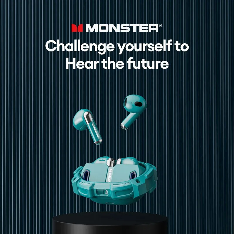 Original Monster XKT10 Pro Ture Wireless Bluetooth 5.3 Low Latency Headset Fast Charging Headphones Noise Reduction Earphones. 