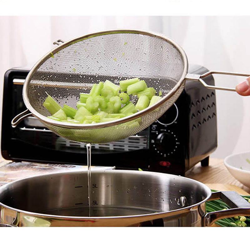 10" long Stainless Steel Fine Mesh Strainer, Colander Sieve Sifters with Long Handle. 