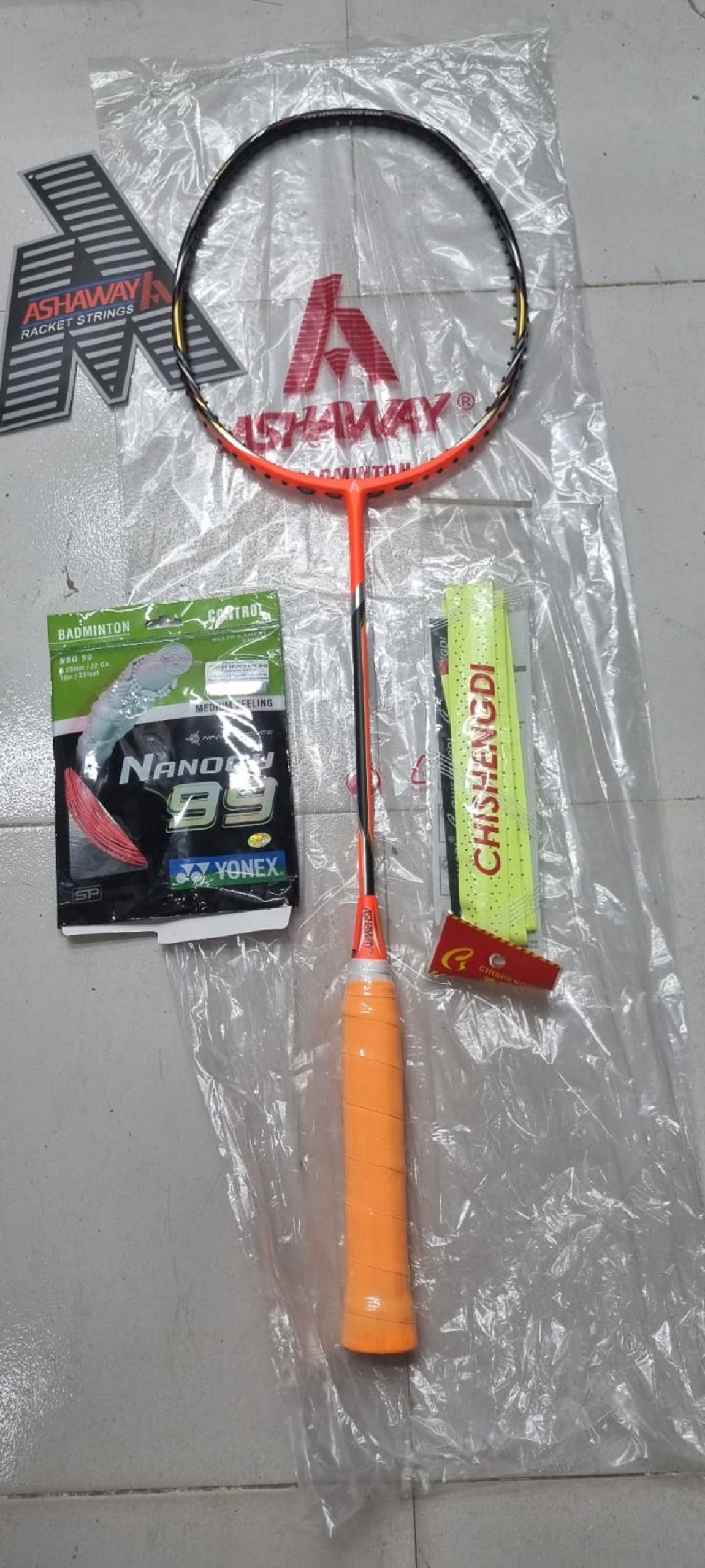 1 PCS ASHWAY RACKET  PHANTOM X FIRE ,30 LBS ,0RGINAL, STRING AND GRIPE FREE