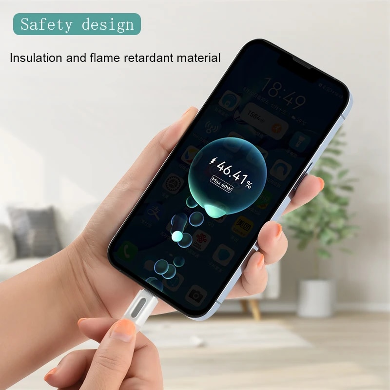 LightingQueen TYPE-C/Lightning liquid silicone mobile phone charging cable 5A super fast charging for Apple Huawei data cable. 