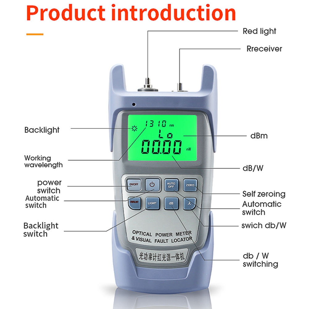 AUA-9A All-IN-ONE Optical Power Meter with Visual Fault Locator Optical Fiber Tester 5KM 10Km 20KM 30Km VFL10 MW. 