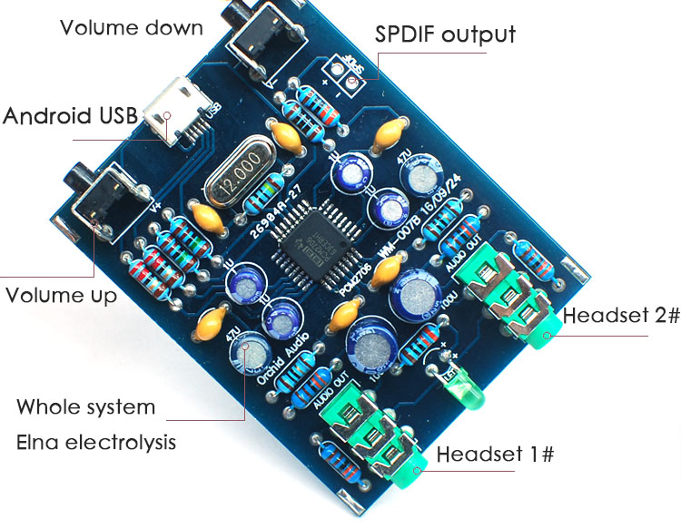 CIRMECH PCM2706 HI USB Soundcard DIY Kit USB DAC SPDIF android compatible MicroUSB windows without Driver Plug and Play WM-017. 