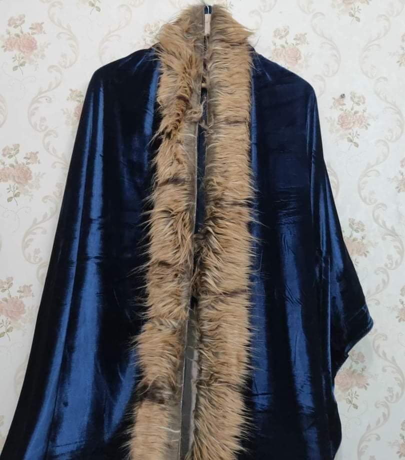 Latest design blue color indian fashionable Velvet Shawl for Women.. 