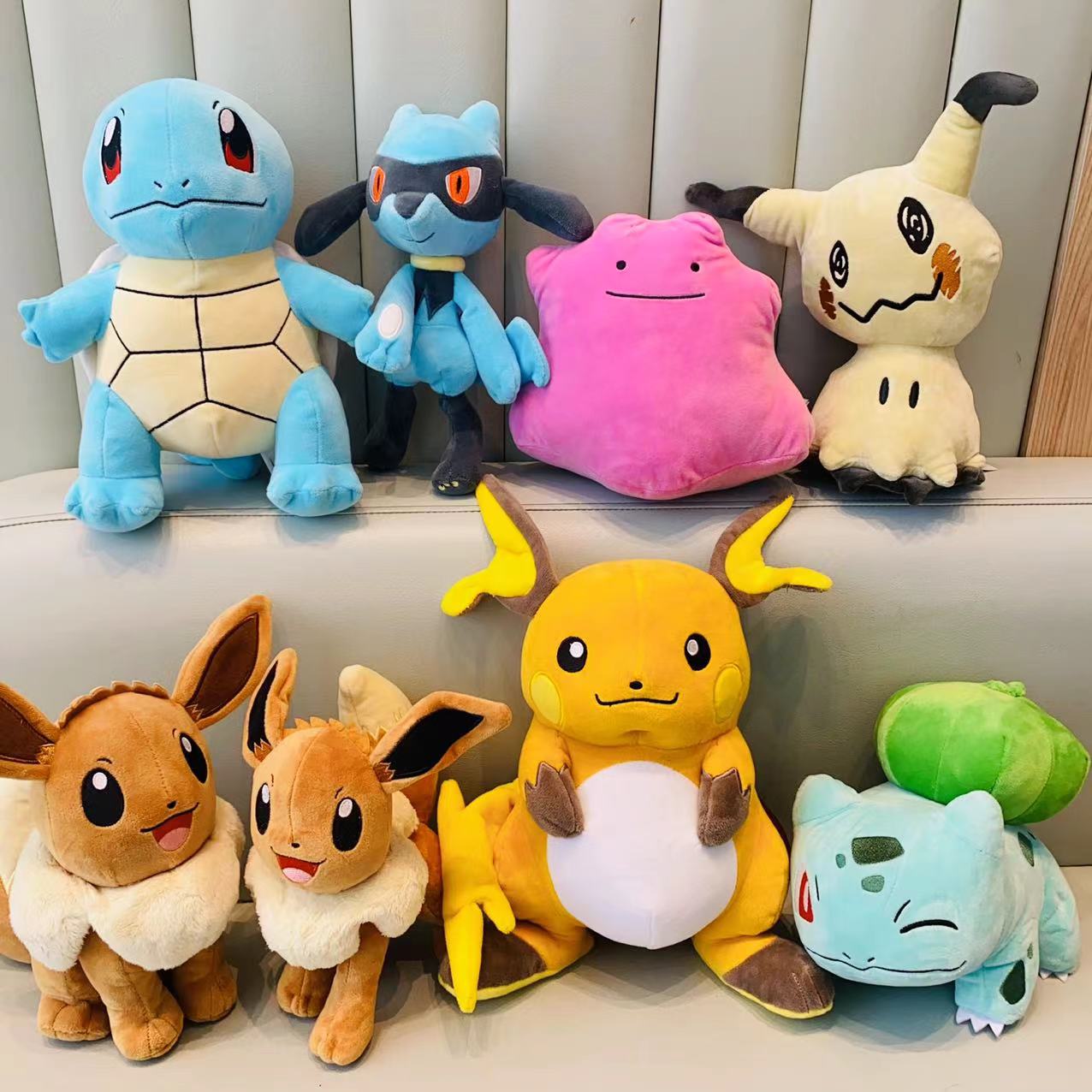 Stuffed Animals Plush Toy Raichu Eevee Riolu Mimikyu Ditto Bulbasaur Anime Figure Peluche Toys Stuffed Plush Raichu