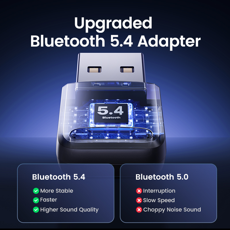 UGREEN USB Bluetooth Adapter BT 5.4 Bluetooth Dongle Receiver Support Windows 11 10 8.1 Plug and Play for PC Laptop Mouse Keyboard. 