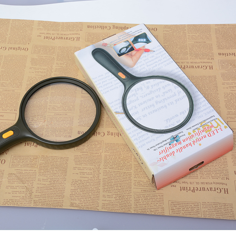 Yiwu Jinghui manufacturers for the elderly handheld high-definition reading LED light magnifying glass 9986ABCDE/4896E/HY130. 
