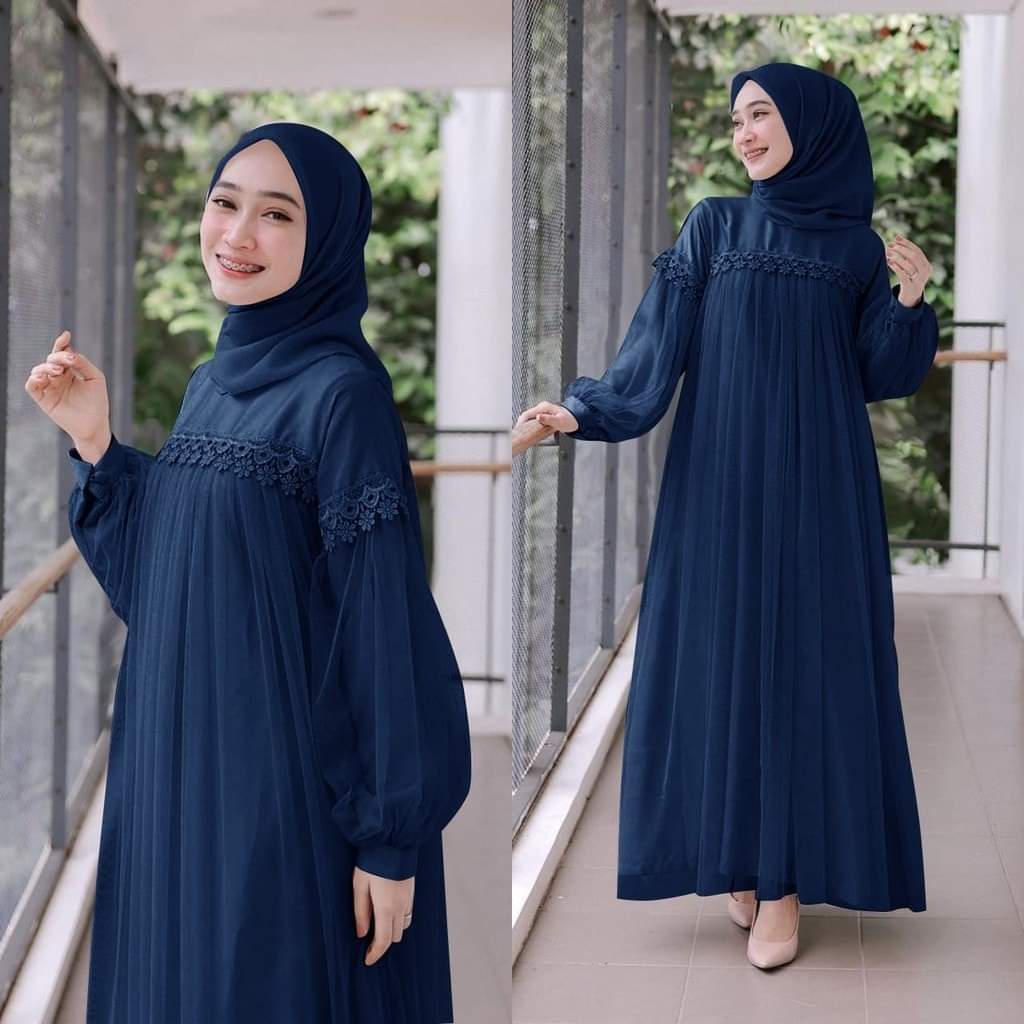 New design Stylish Navy Blue Color Hijab Gown Borka Malai Georgette and soft net Fabric For Women. 