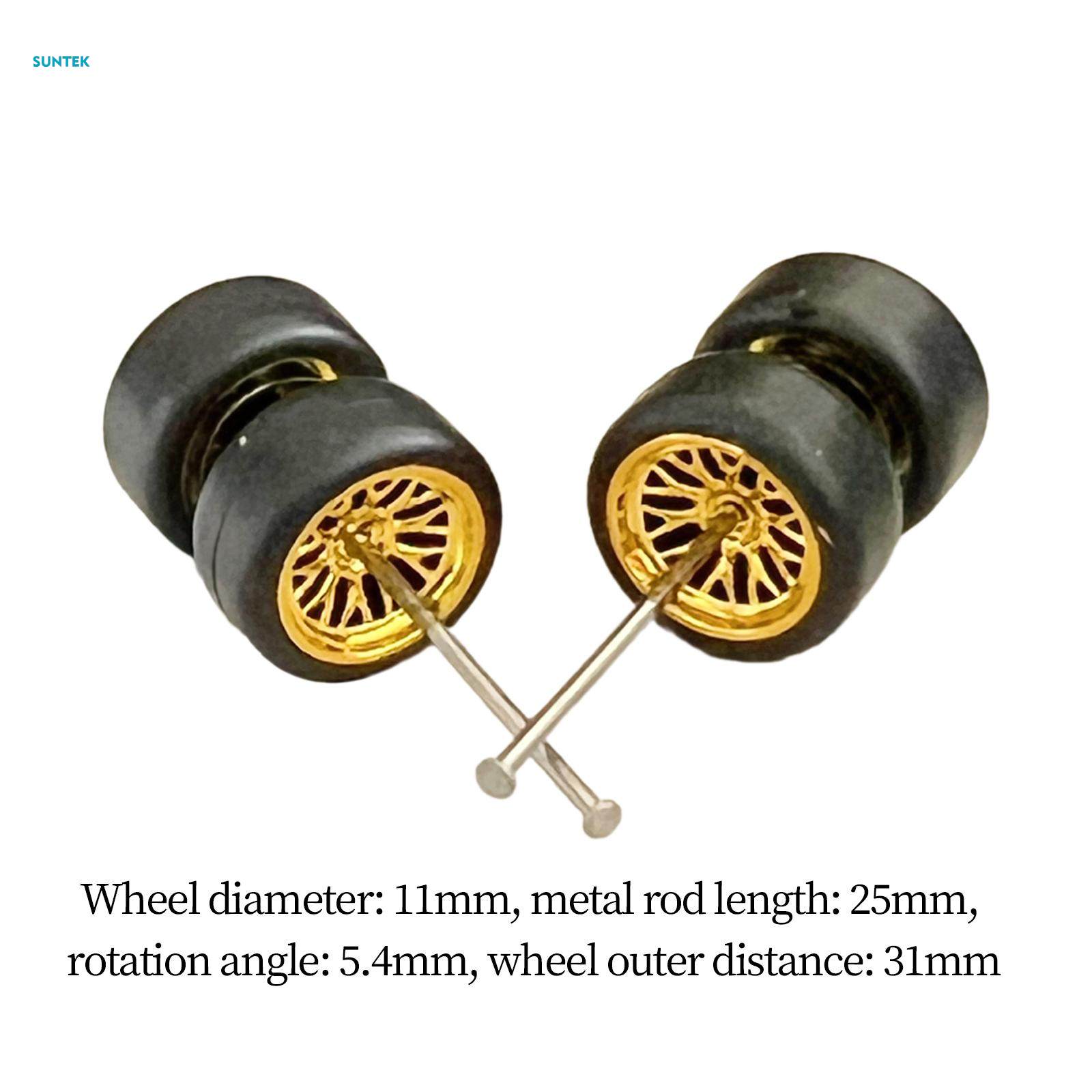 8Pcs 1/64 Scale Modified Tire with Car Wheels Axles for Diecast Car Model. 