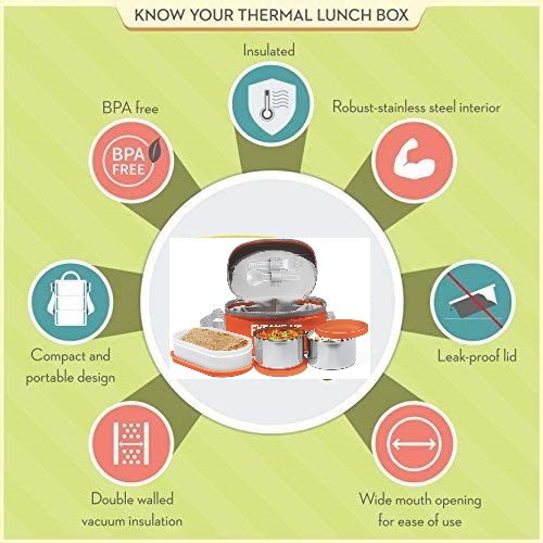 Milton Executive Lunch Box Soft Insulated Tiffin Box (2 SS Container,1 Microwave Safe Container). 