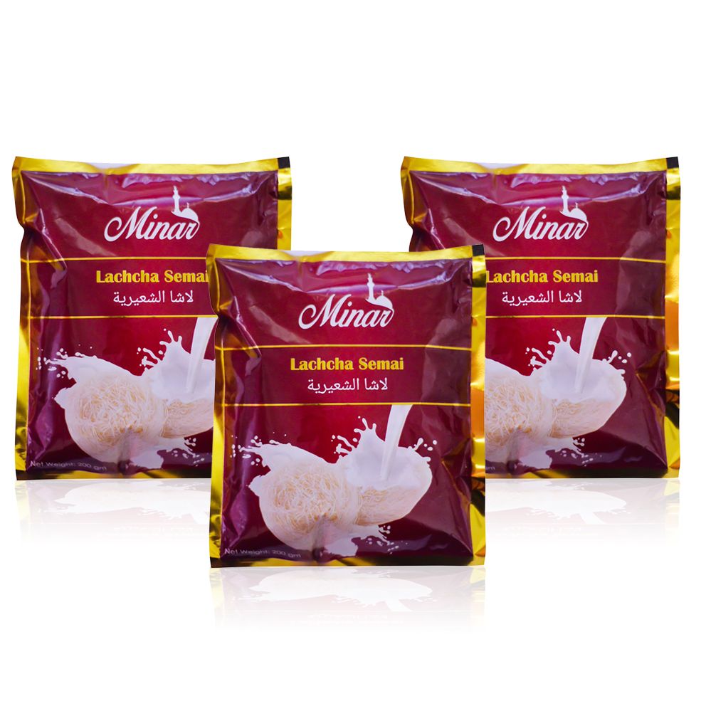 Minar Lachcha Semai - 200 gm each packet- 3 packets Semai- By GQ Foods ltd.. 