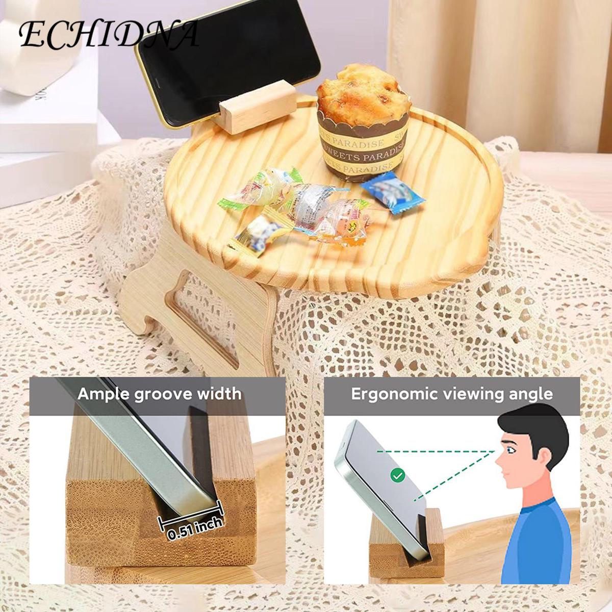 Sofa Table with Mobile Phone Holder Foldable Sofa Table Tray with Phone Holder Convenient Multi-functional Couch Tray for Home Convenient Sofa Side Table with Foldable Arm Phone Stand