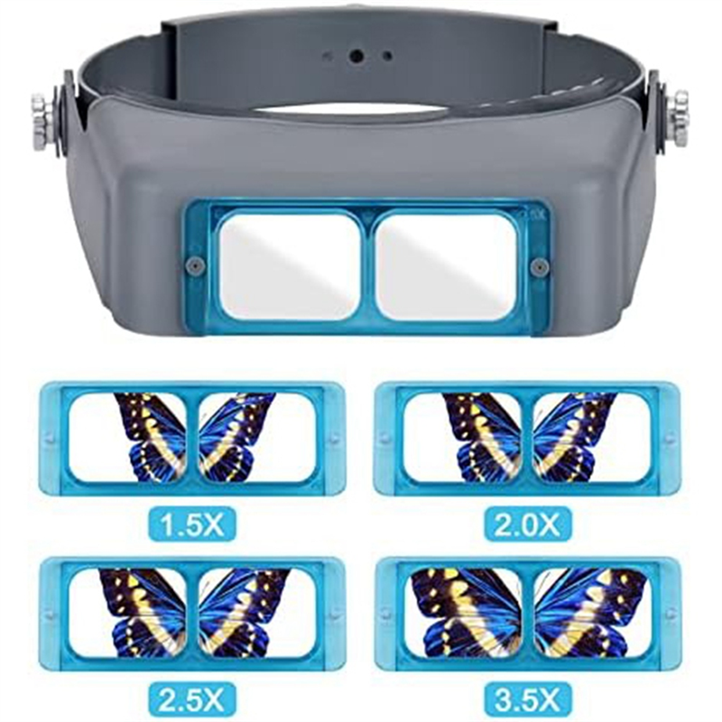 Head-Mounted Magnifying Glass Optical Earphones Magnifying Glass Mobile Phone Repair Reading,1.5X 2X 2.5X 3.5X Easy to Use. 