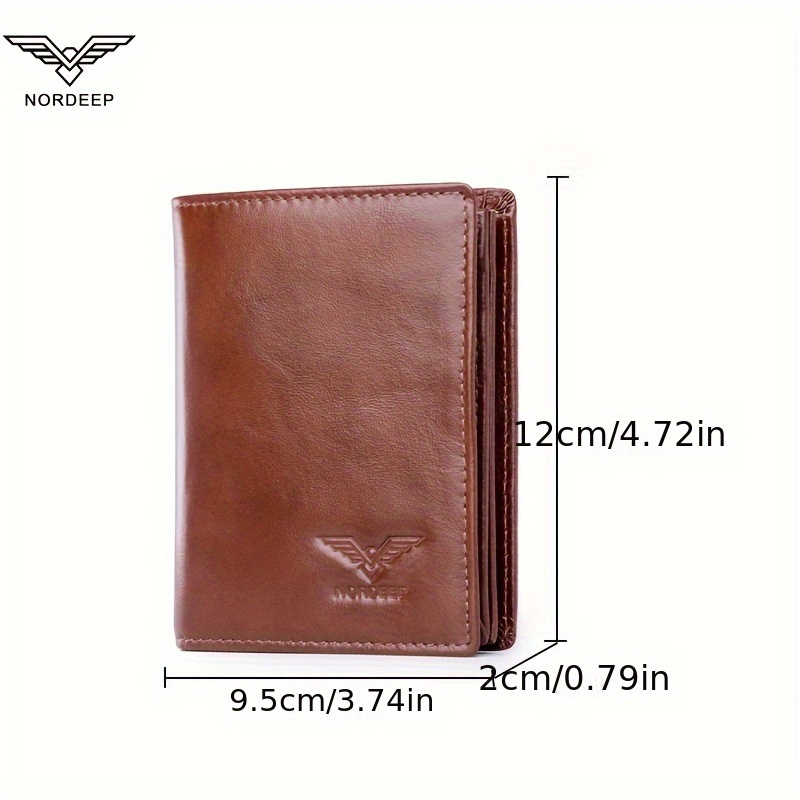 1pc Men's Nordeep Leather Wallet, With Extra-thick Three Fold Wallet, Top Layer Cowhide Retro Card Holder, Large Capacity Multi-function Multi-card Wallet. 