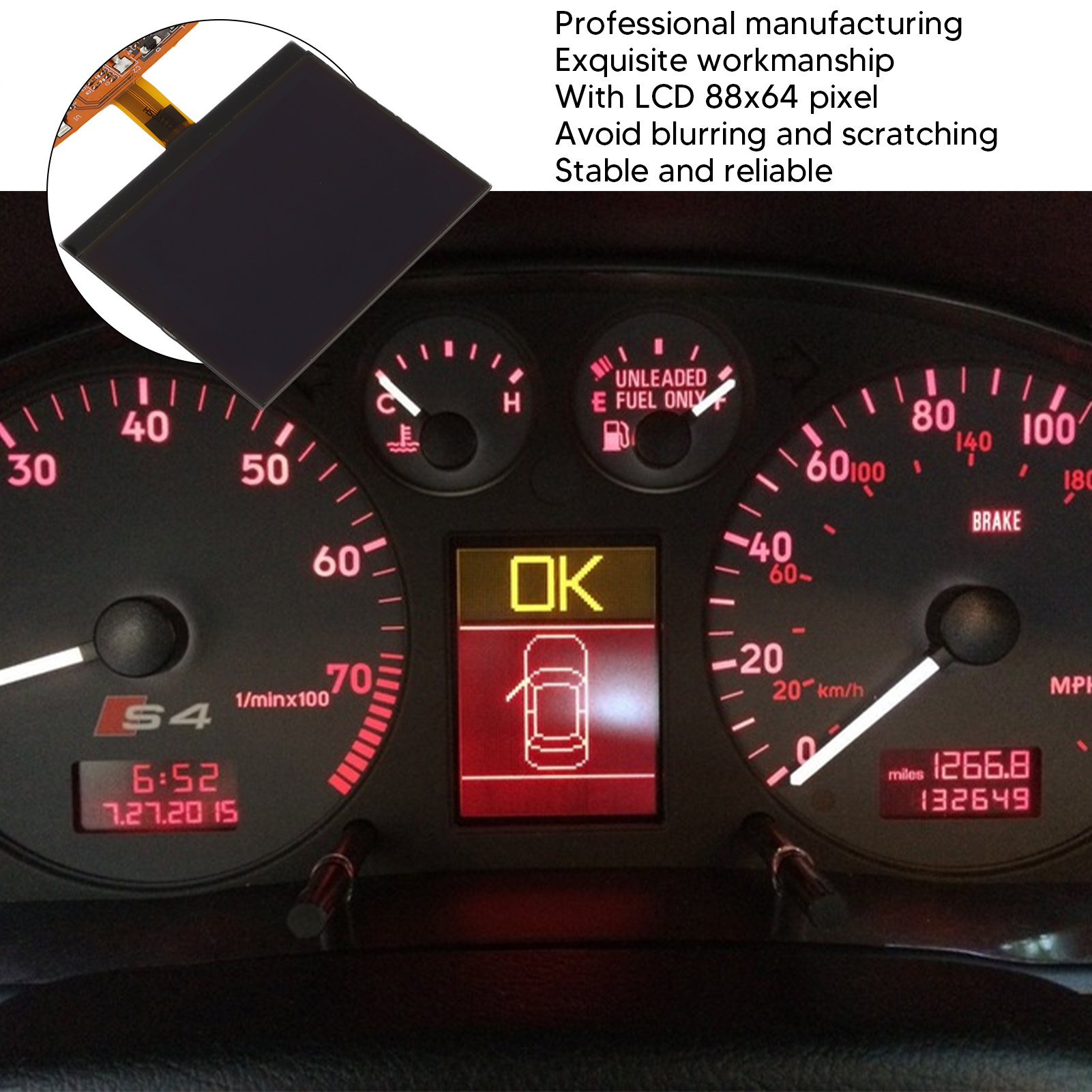 Dashboard LCD Display Car Dashboard LCD Display Instrument Gauge Cluster Screen. 