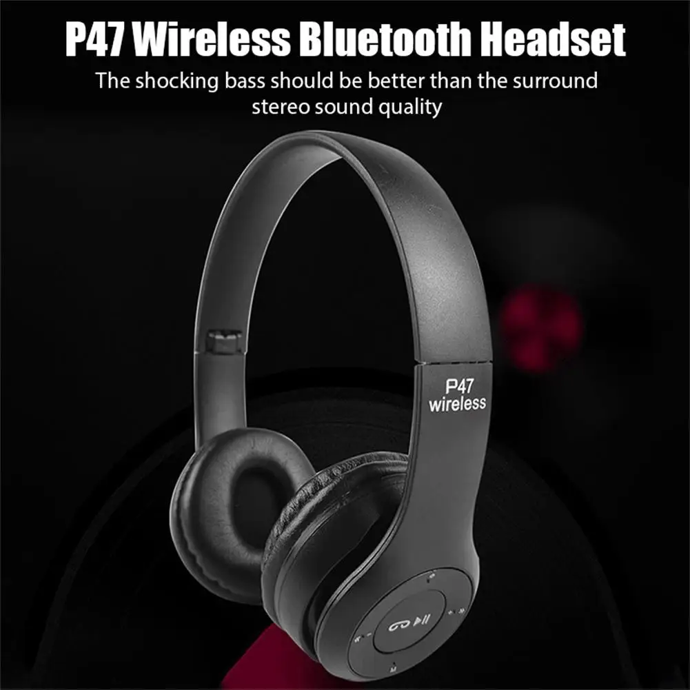 P47 Wireless Headset with Clear Stereo Sound and Bluetooth 5.0 Foldable and Feature-Rich Audio Headphones Solution Neckband. 