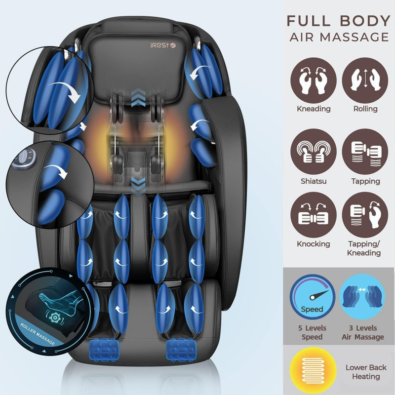 iRest SL Track Massage Chair Recliner, Full Body Massage Chair, Zero Gravity, Bluetooth Speaker, Airbags, Heating, and Foot Mass. 