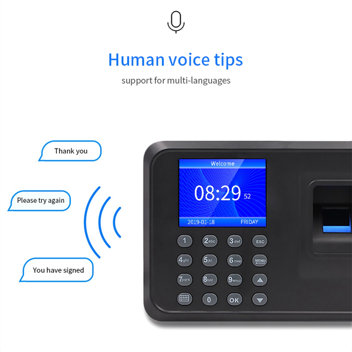 F01 Time and Attendance Machine Fingerprint Punch Card Machine Time Attendance Machine Attendance Speed 1 Sec/Time. 