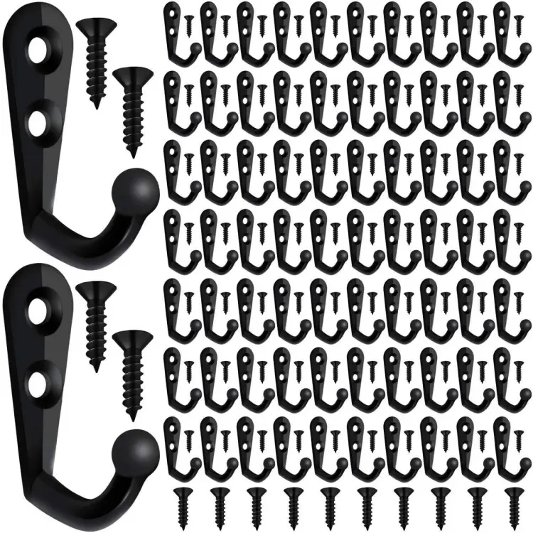 Durable 100 Pieces Of Double-Hole Wall Mounted Single Hook