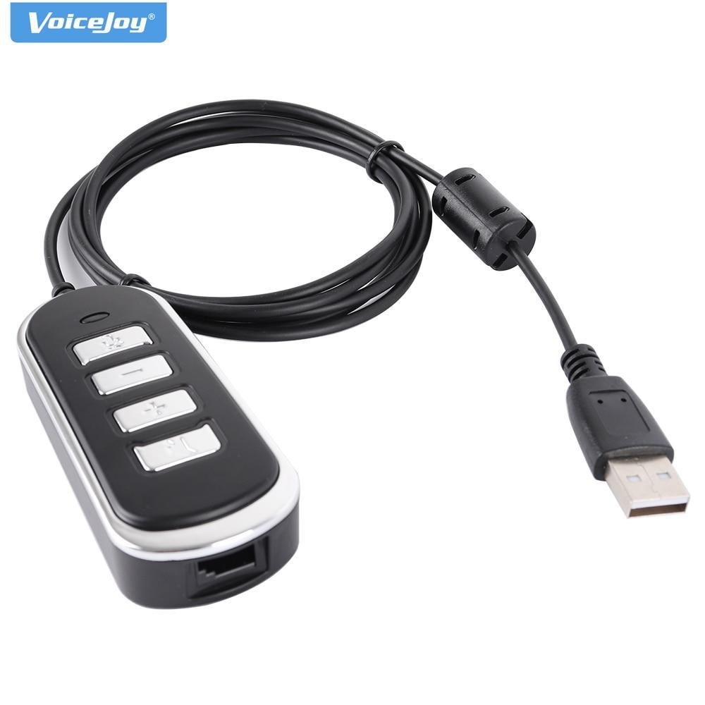 RJ9 Modular Socto USB Adapter Cable with Mute Switch and Volume Control for Headset to PC for Skype Chat. 
