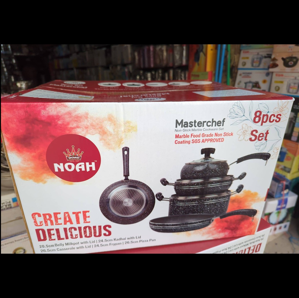 Non stick marble cookware set/8 pcs set/Noah Brand/Food grade marble non stick coated/Heavy duty cookware set/NOAH. 