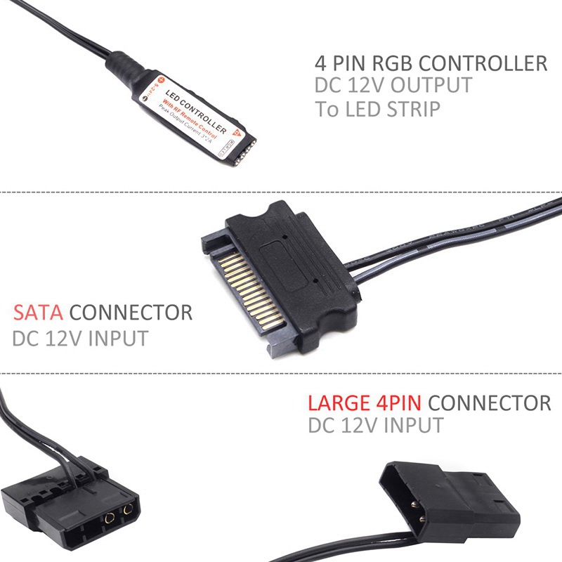 SATA RGB Controller for Computer Case 5050 RGB LED Strip Light. 