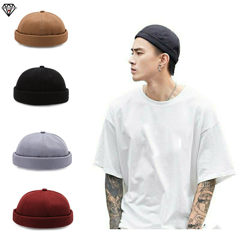 Sailor Cap Brimless Hat -Docker Hat- Pure Colour Vintage Melon Skin Cap -Pure Cotton Beanie Hat Skull Cap -Multiple Colours. 