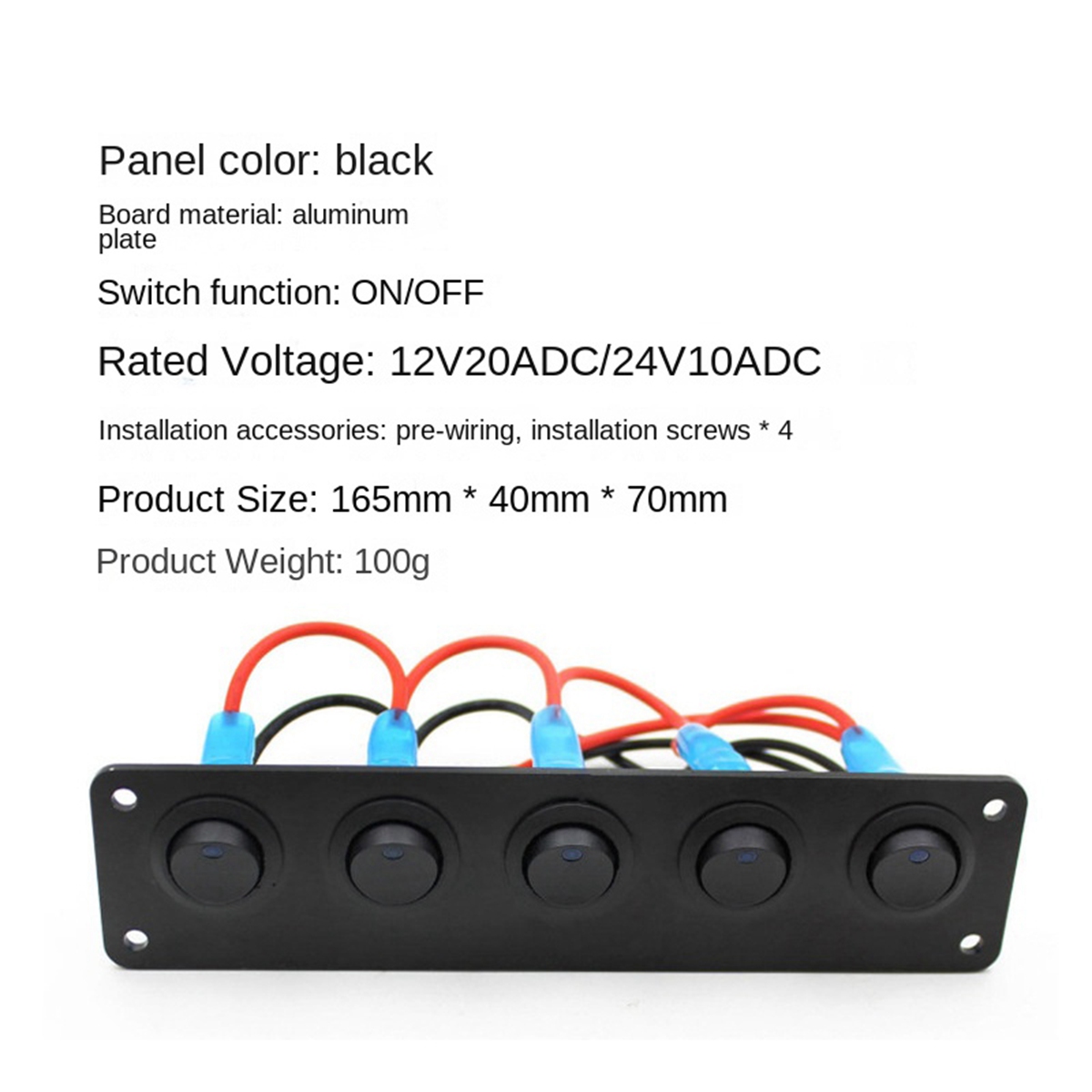 Waterproof 5 Gang Accessories Round Dash Rocker Toggle Switch Panel for RV Ship Yacht Marine Car Marine Ship Red. 