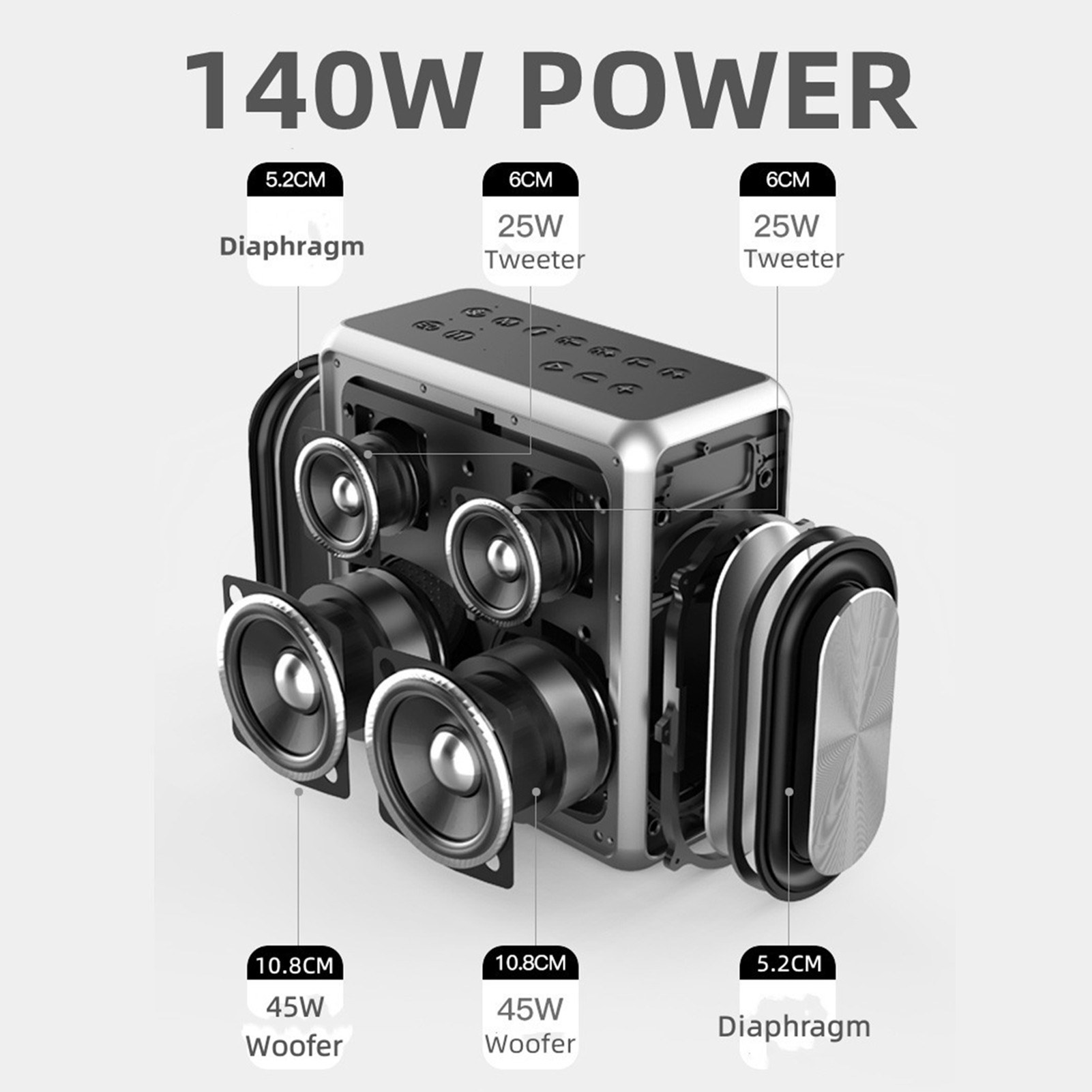 XDOBO KING MAX 140W Portable Wireless Speaker with Two Microphone-black. 