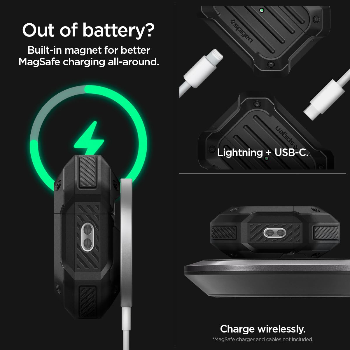 Spigen Rugged Armor AirPods Cases For Airpods Pro 2-ELF. 