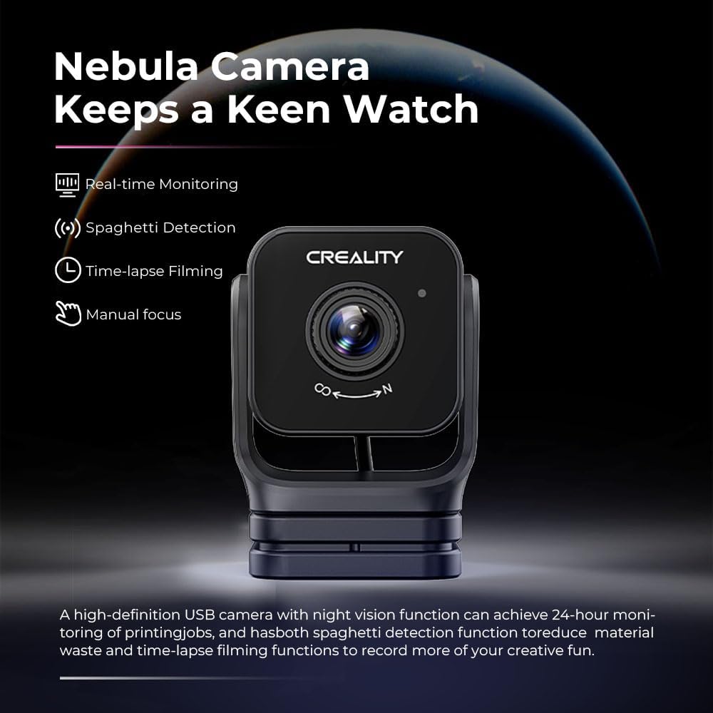 Creality 3d Official Nebula Camera Upgrade 3D Printer 1080 HD Camera Spaghetti Detection Real-time Monitoring Time-lapse Filming. 