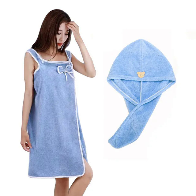 Women's Bath/Shower Wrap Towel Dress with Straps Lightweight Knee Length Body Wraps Spa Bath Towel Wrap For Ladies. 