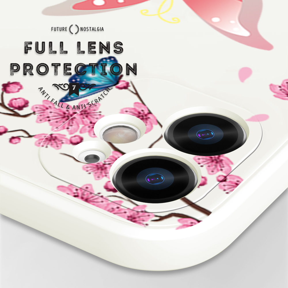 Hontinga for Realme C11 2021 C20 C20A Back Cover Colored Butterflys Side Design Phone Case Square Soft Liquid Silicone Cover. 