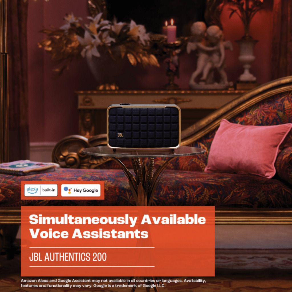 JBL Authentics 200 Smart Bluetooth Home Speaker with Wi-Fi & Google Voice Assistants. 