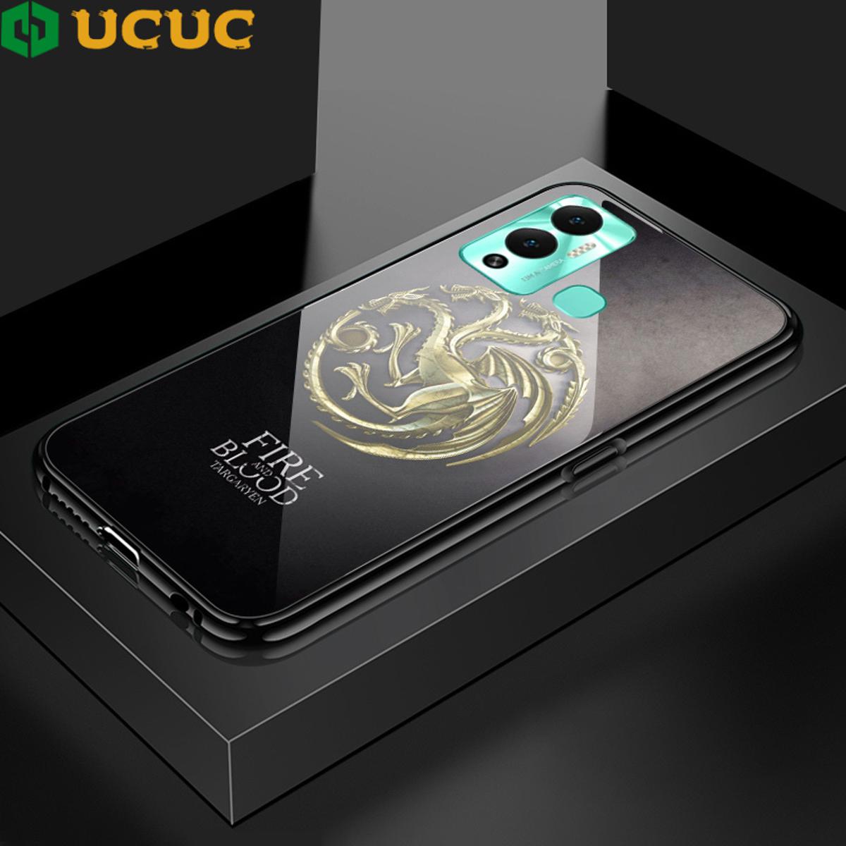 UCUC for Infinix Hot 12 Play Back Cover Game of Thrones Luxury Personalized Patterns Tempered Glass Phone Case