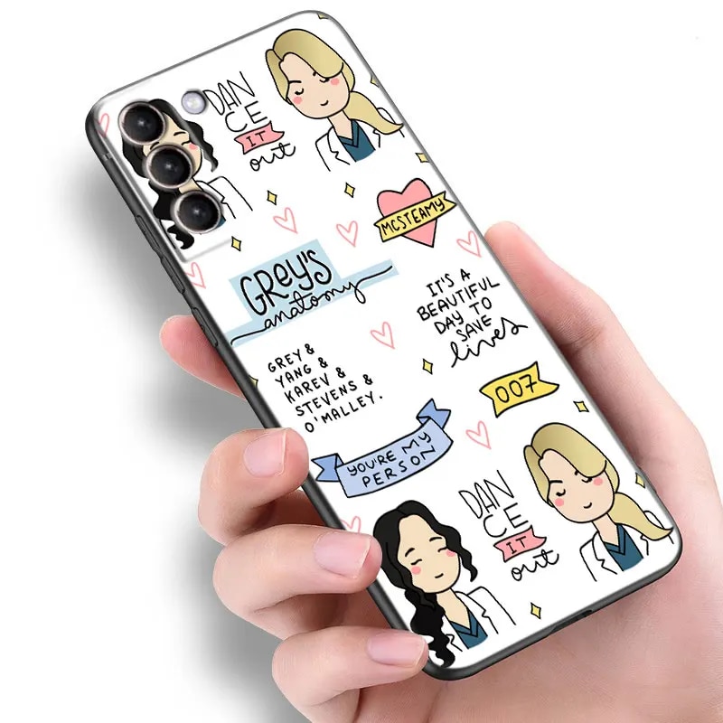 Greys Anatomy Doctors Nurses Black Case For Samsung S23 Ultra S22 S21 Plus S20 FE A13 A14 A23 A24 A25 A33 A34 A52S A53 A54 5G. 