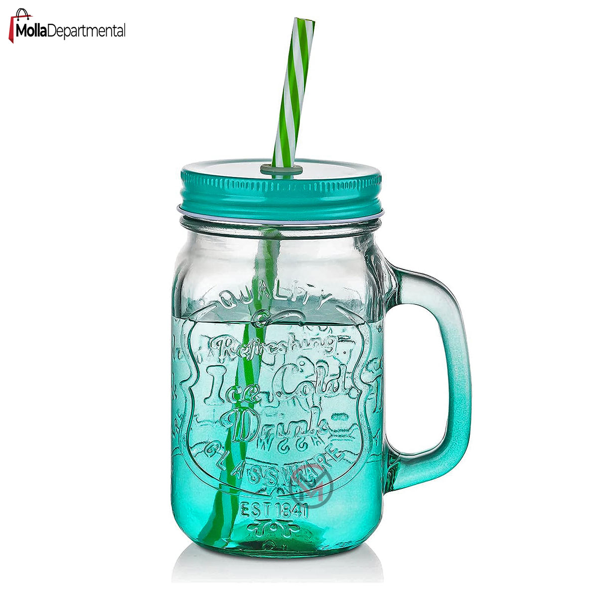 Drinking Glass with Handle and Lid 500 ml Colour Gradient Drinking Glasses Straw is RColourful Ice Cold Drink Glasses - Minimalistic Sophistication