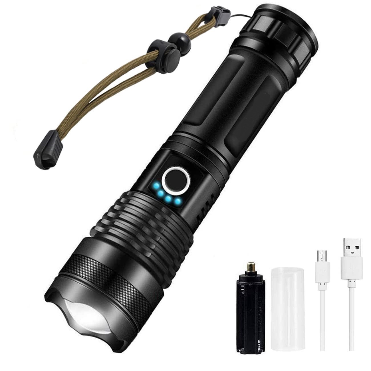 XHP50 Flashlight High Lumens Rechargeable 9000 Lumens Super Bright Tactical Flashlights with Battery 5 Modes IPX65 Waterproof Portable Flash Light LED High Powered Flashlights For Emergencies Camping. 