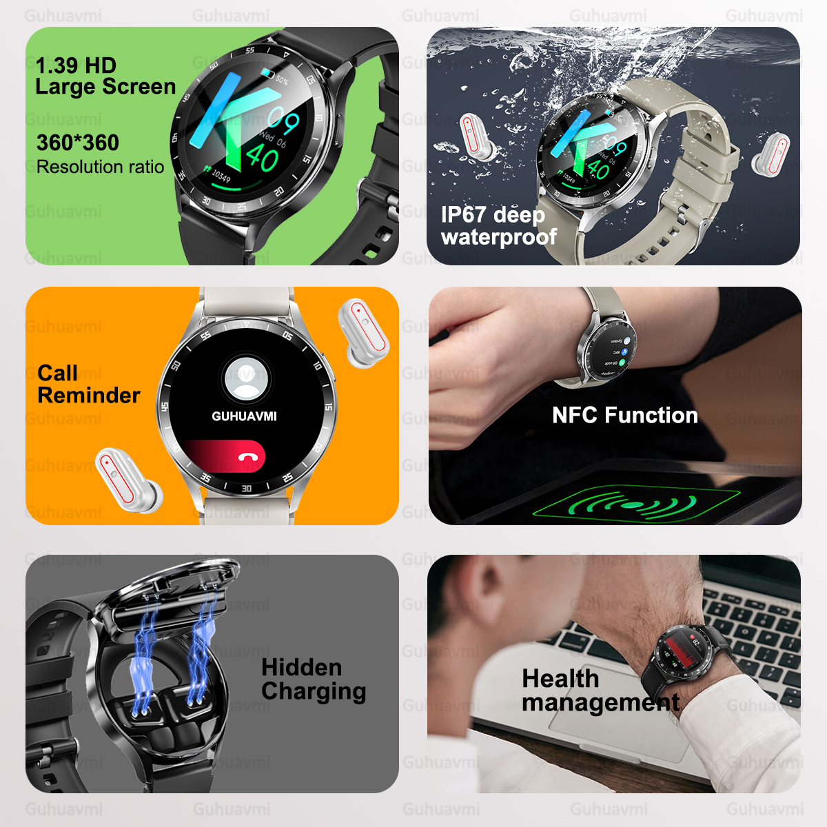 X10 2 In 1 Smart Watch With Earbuds With 1.39'' AOMLED Touchscreen NFC Function Heart Rate Blood Pressure Monitor For Men Women. 