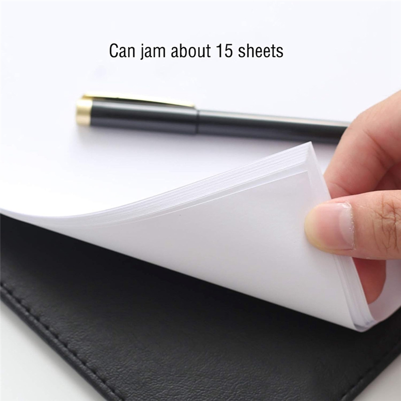 Desktop File PU Leather Folder A4 Meeting Clipboard Office Meeting Board Clip Black Data Binder with Pen Cover 2PCS About 34 X 23.5cm. 